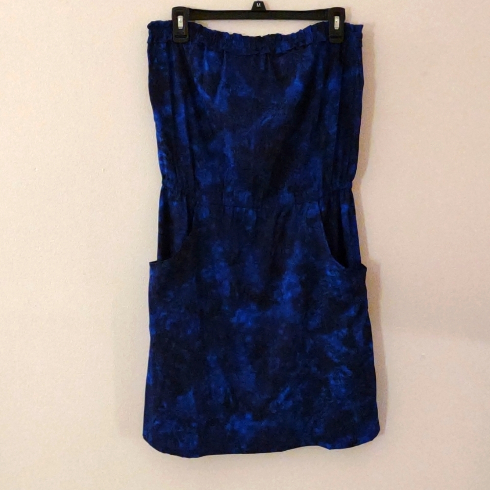 UO Staring at Stars Strapless Blue/Black Dress